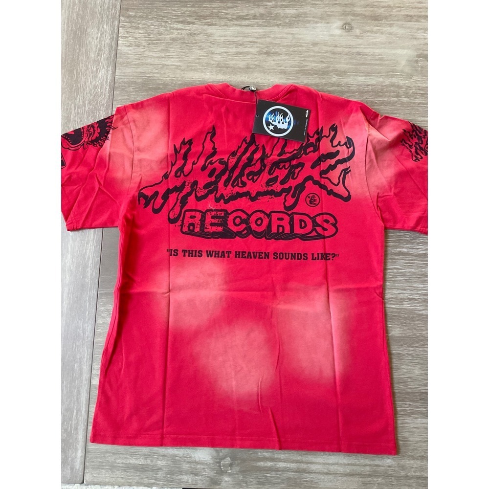 Hellstar Records Bleached‎ Graphic T-Shirt Red Small New With Tags - Picture 4 of 8